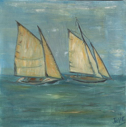 Couple de voiliers mélancoliques van Marie-josé Deroide, Schilderij te koop op Singulart