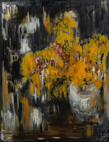 brins de mimosa s'evadant d'un vase de Marie-josé Deroide, Pintura a la venta en Singulart