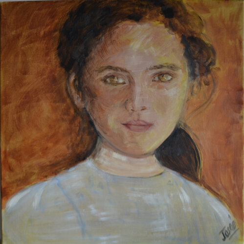 portrait tendre d'une jeune fille Afgane van Marie-josé Deroide, Schilderij te koop op Singulart