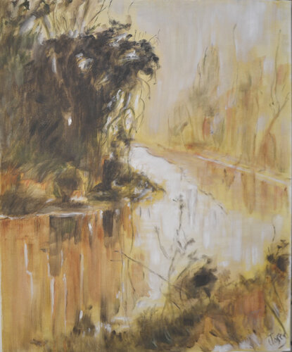 ma rivière en automne di Marie-josé Deroide, Pittura in vendita su Singulart
