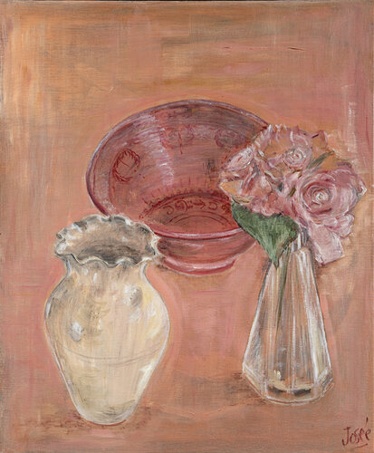 "Trouver de beaux roses pour ceux qui les regardent " Henri Matisse" von Marie-josé Deroide, Malerei kaufen auf Singulart