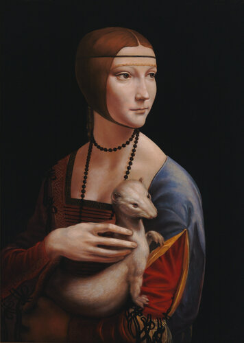 Master Copy of DaVinci's "Lady with an Ermine" de Terry Guyer, Pintura a la venta en Singulart