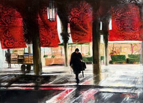 Under the Veil of Venerian Fish Market von Zuzana Kochankova, Malerei kaufen auf Singulart