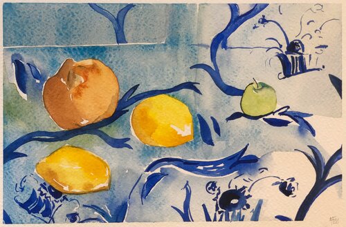 AMAtisse Limoni e blu von Francesca Lagonia, Malerei kaufen auf Singulart