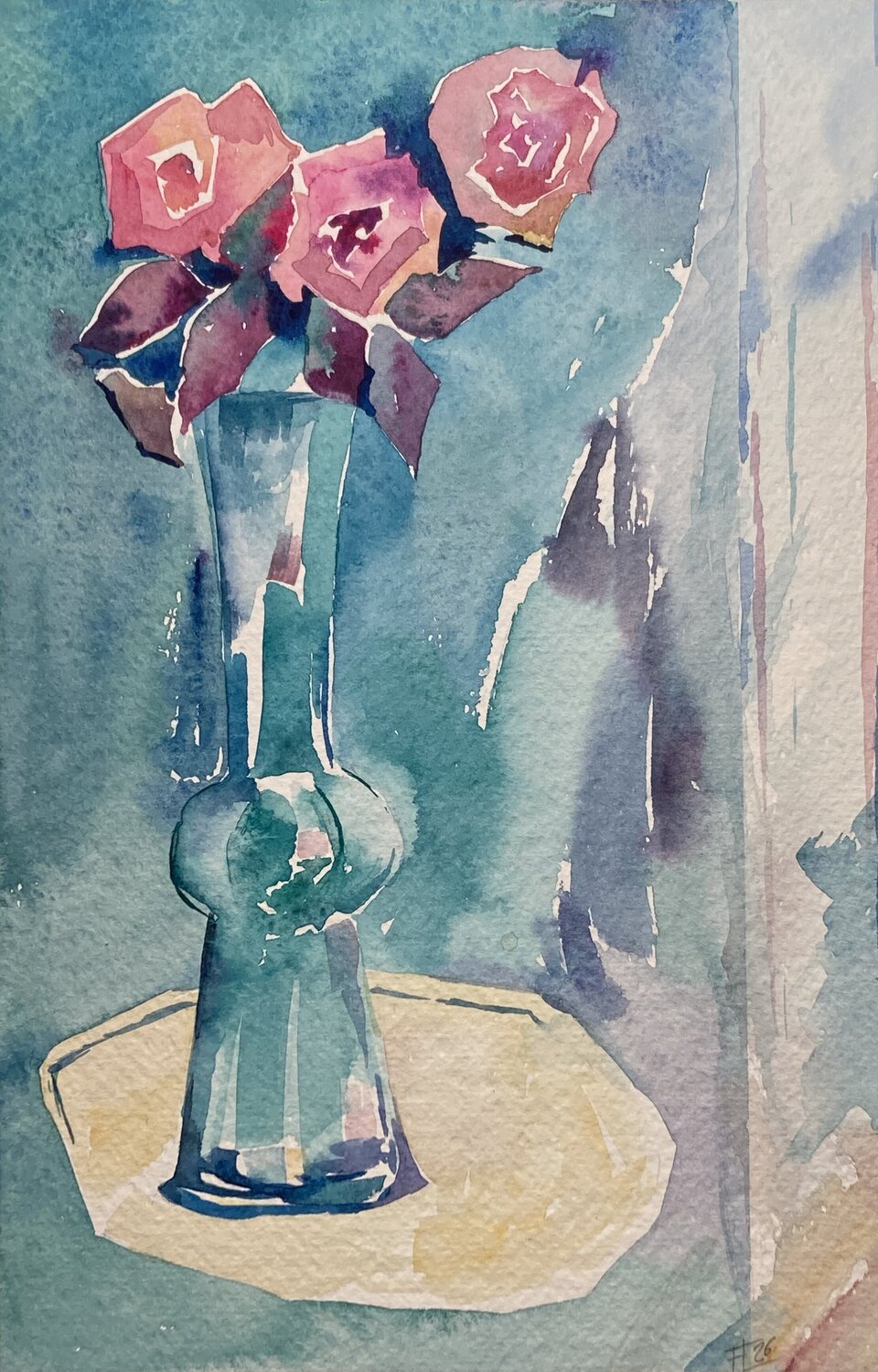 AMAtisse Rose e verde Francesca Lagonia Peinture originale à vendre