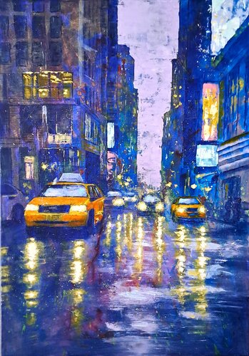 Rain in NYC by Petr Seda, Painting for Sale on Singulart