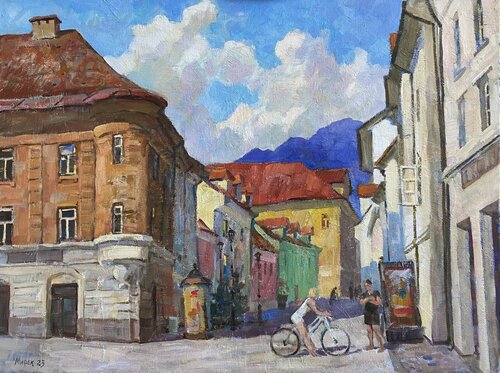 Kranj town. A hot day. di Aleksei Mirek, Pittura in vendita su Singulart