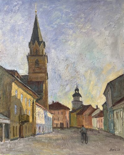 Evening in the Old Town. Kranj di Aleksei Mirek, Pittura in vendita su Singulart