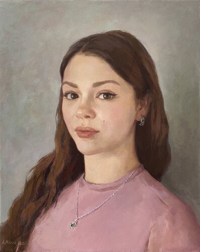 A portrait of a young girl. de Aleksei Mirek, Pintura a la venta en Singulart
