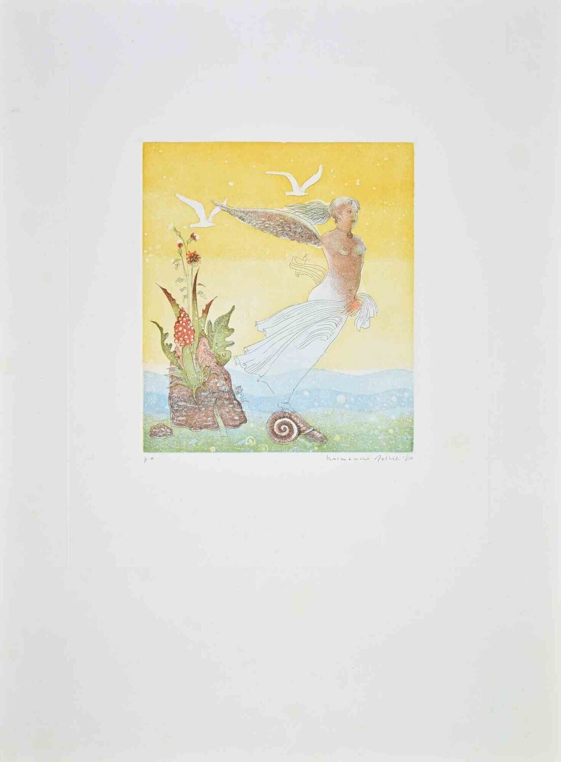 Winged Girl Normanno Soscia Stampa in vendita