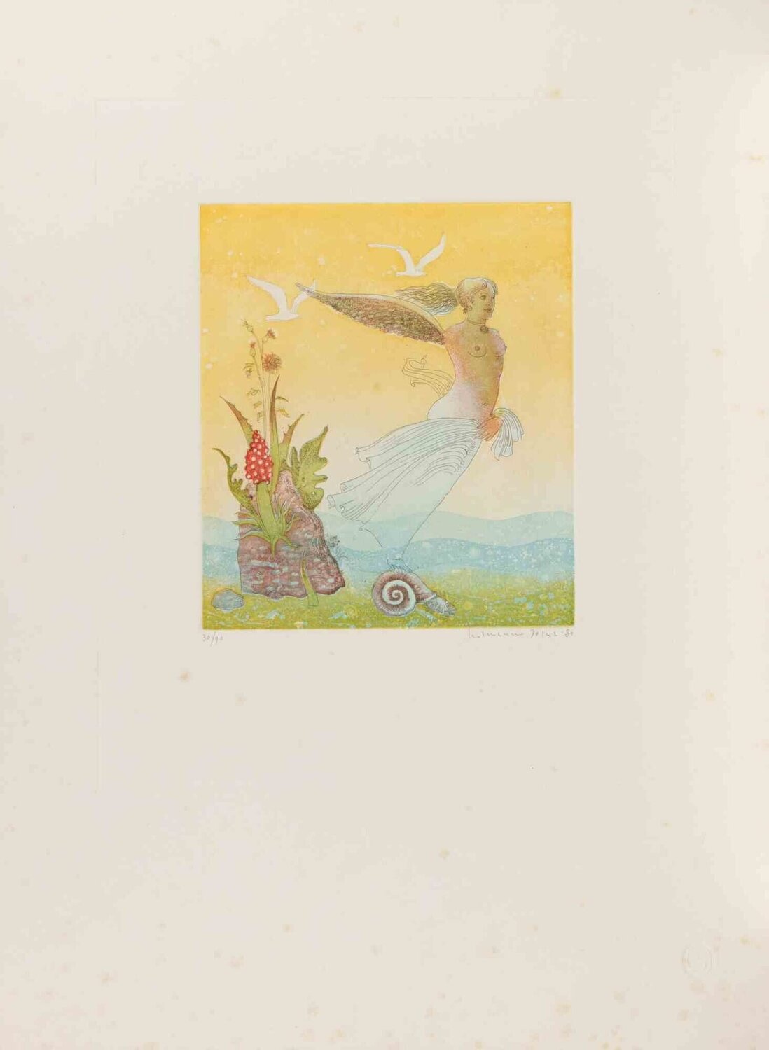 Winged Girl Normanno Soscia Stampa in vendita