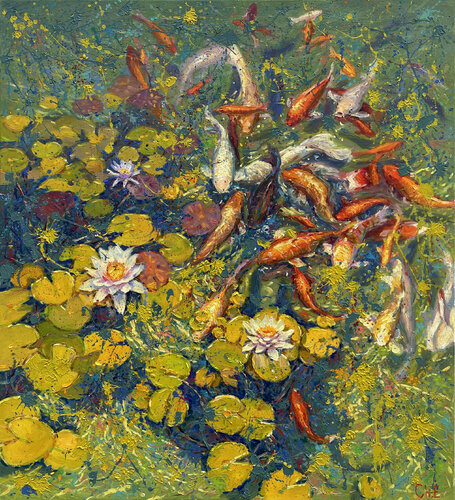 "Pond with Fish" van Evgeny Chernyakovsky, Schilderij te koop op Singulart