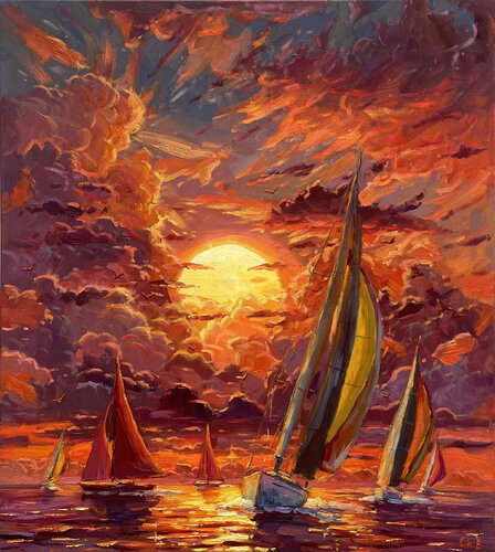 "Sunset" van Evgeny Chernyakovsky, Schilderij te koop op Singulart
