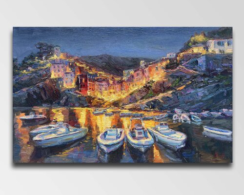 "Night city" van Evgeny Chernyakovsky, Schilderij te koop op Singulart