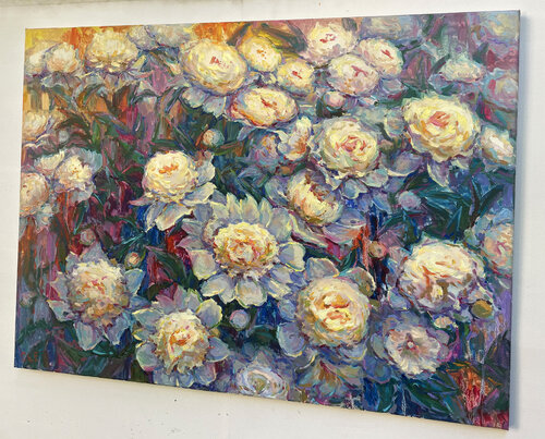 "White Peonies" van Evgeny Chernyakovsky, Schilderij te koop op Singulart