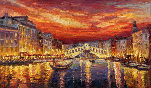 "Venetian Bridge" van Evgeny Chernyakovsky, Schilderij te koop op Singulart