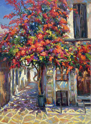 "Blooming yard of Greece" de Evgeny Chernyakovsky, Pintura a la venta en Singulart