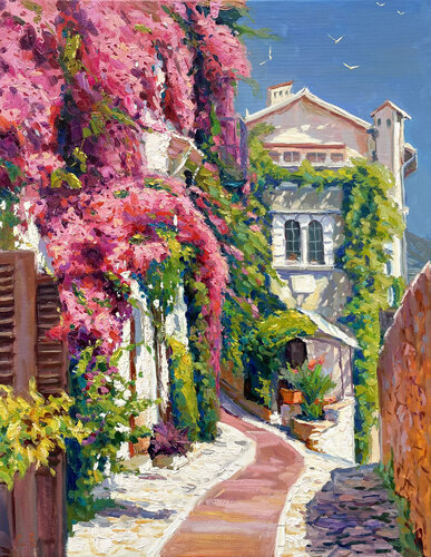 "Yard by the sea" van Evgeny Chernyakovsky, Schilderij te koop op Singulart