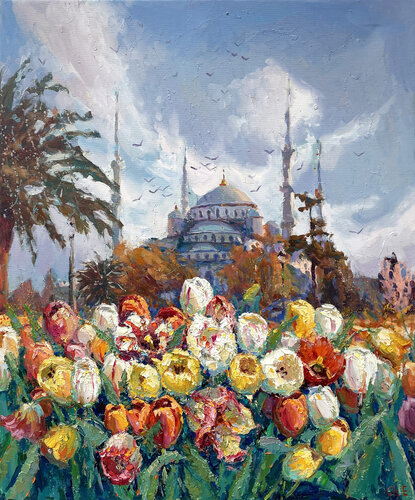 "Tulips" van Evgeny Chernyakovsky, Schilderij te koop op Singulart