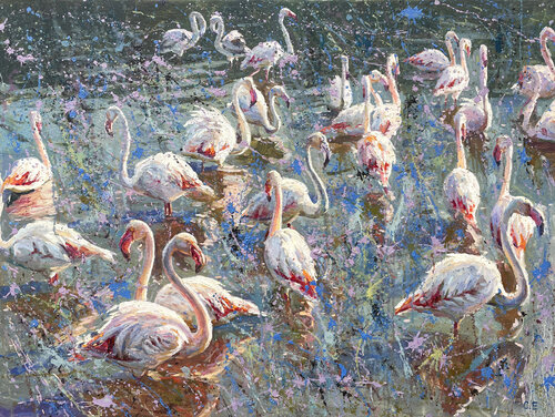 "Flamingo Pond" von Evgeny Chernyakovsky, Malerei kaufen auf Singulart