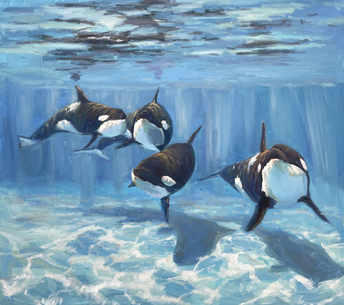 "A pod of Killer Whale" di Evgeny Chernyakovsky, Pittura in vendita su Singulart