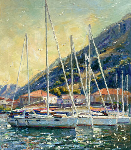 "Yachts at the berth" von Evgeny Chernyakovsky, Malerei kaufen auf Singulart