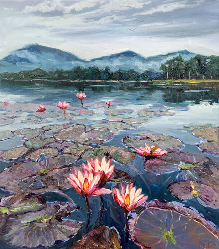 "Lake with lilies" by Evgeny Chernyakovsky, Painting for Sale on Singulart