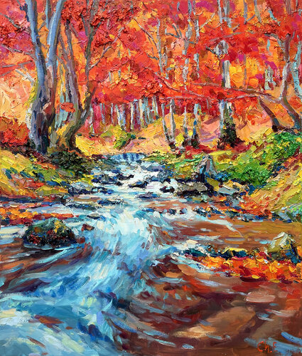 "Autumn River" van Evgeny Chernyakovsky, Schilderij te koop op Singulart