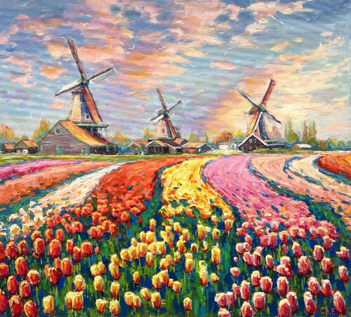 "Field of Tulips" di Evgeny Chernyakovsky, Pittura in vendita su Singulart