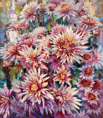 "Chrysanthemums" van Evgeny Chernyakovsky, Schilderij te koop op Singulart
