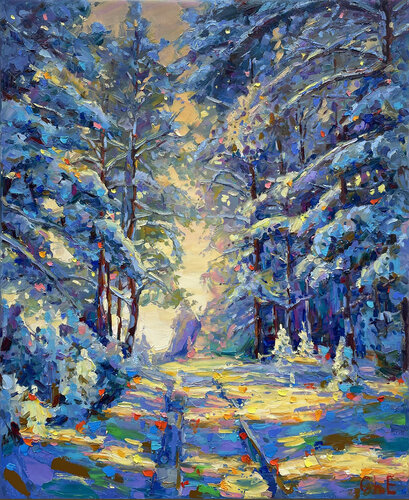 "Winter forest" van Evgeny Chernyakovsky, Schilderij te koop op Singulart