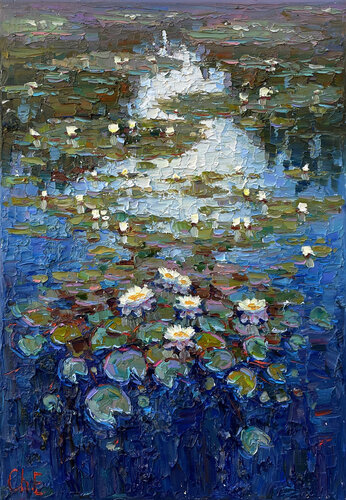 "Water lilies" van Evgeny Chernyakovsky, Schilderij te koop op Singulart