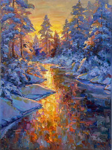 "Winter Morning" van Evgeny Chernyakovsky, Schilderij te koop op Singulart