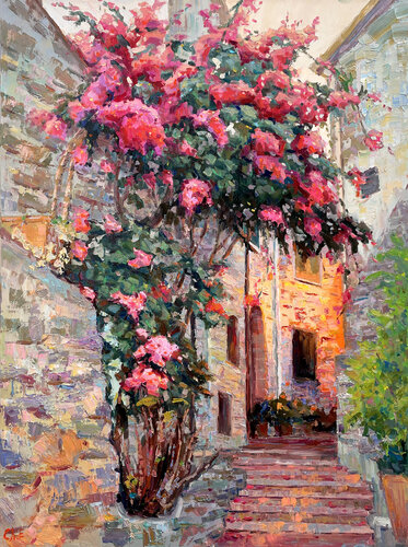 "Evening courtyard" de Evgeny Chernyakovsky, Pintura a la venta en Singulart