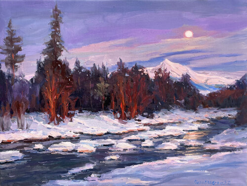 "Winter" van Evgeny Chernyakovsky, Schilderij te koop op Singulart