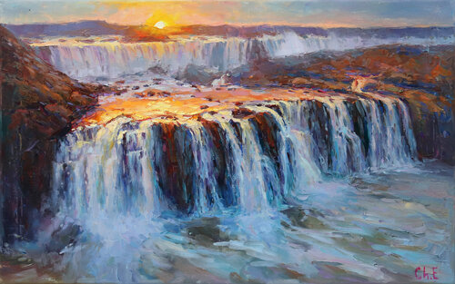 "Evening waterfall" di Evgeny Chernyakovsky, Pittura in vendita su Singulart