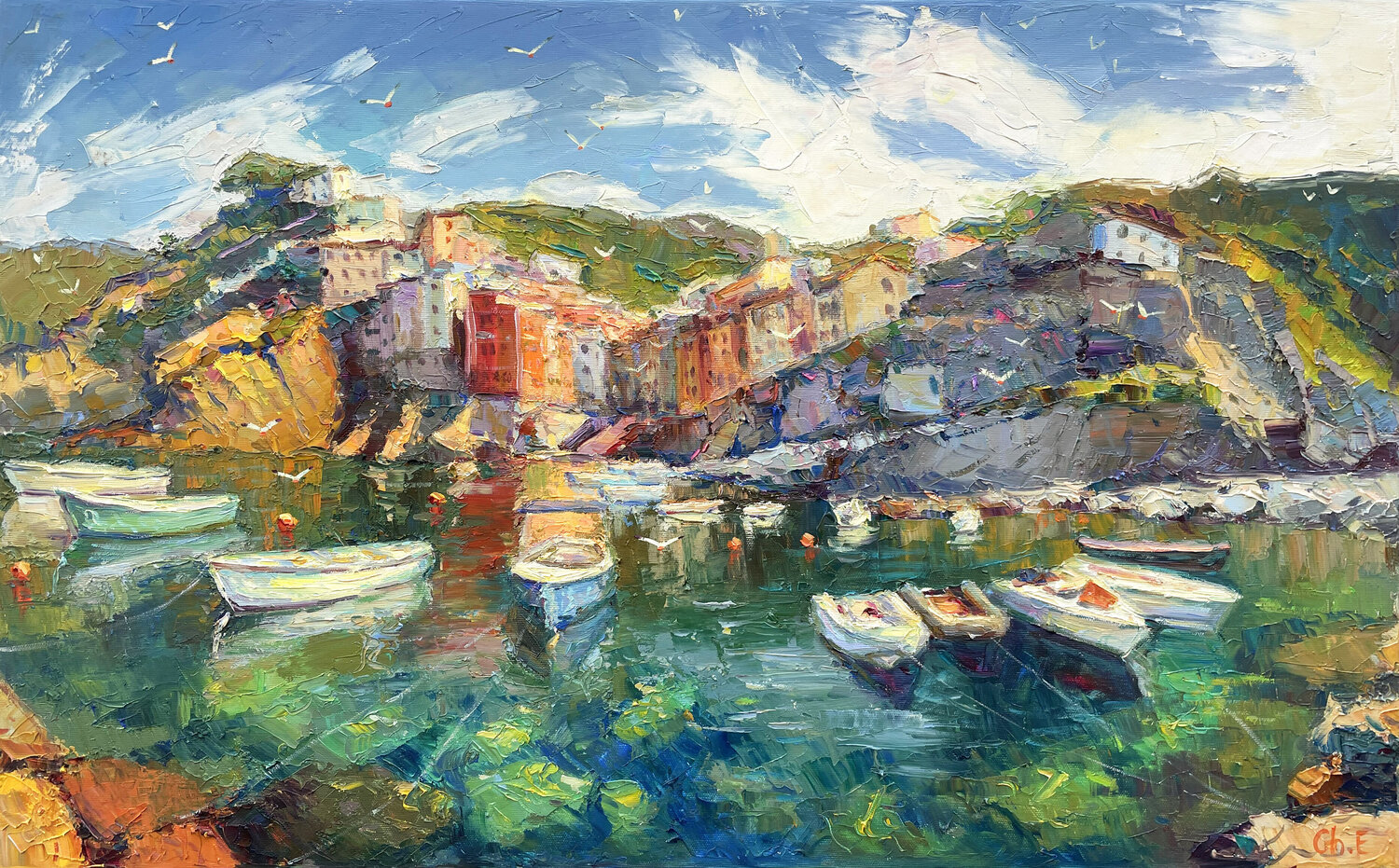 "Boats at the pier" Evgeny Chernyakovsky
