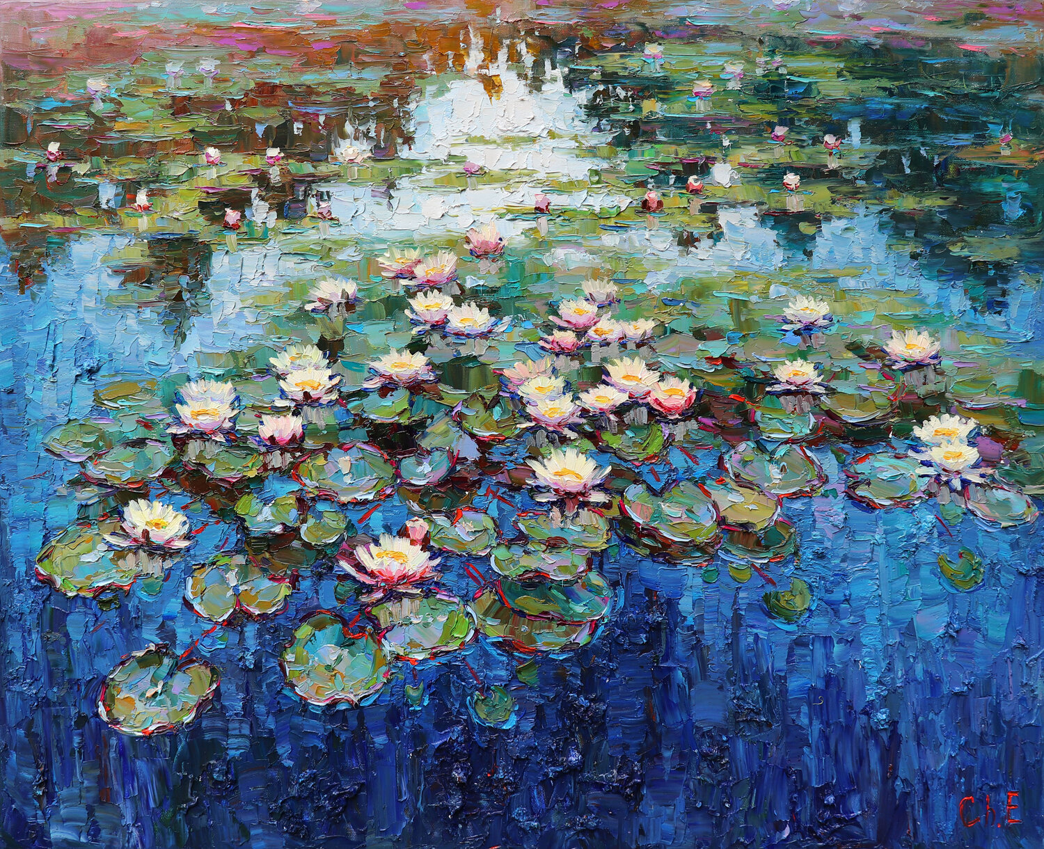 "Water lilies" Evgeny Chernyakovsky Dipinto originale in vendita