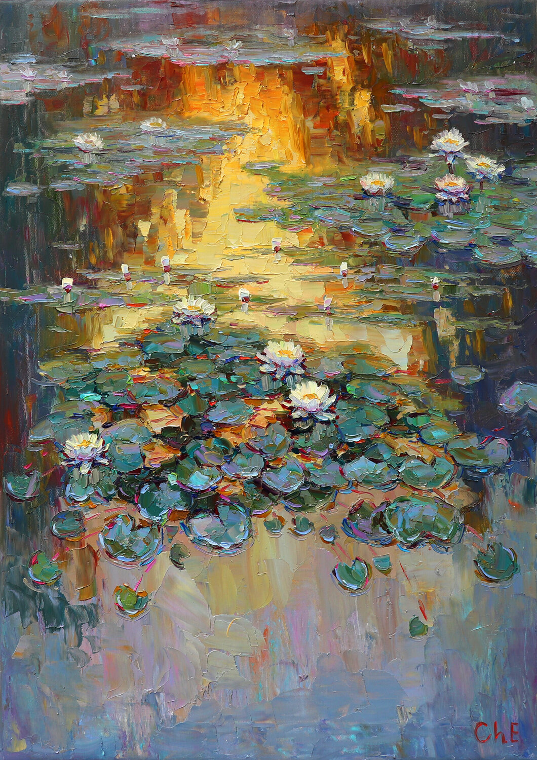 "Evening lilies" Evgeny Chernyakovsky Dipinto originale in vendita
