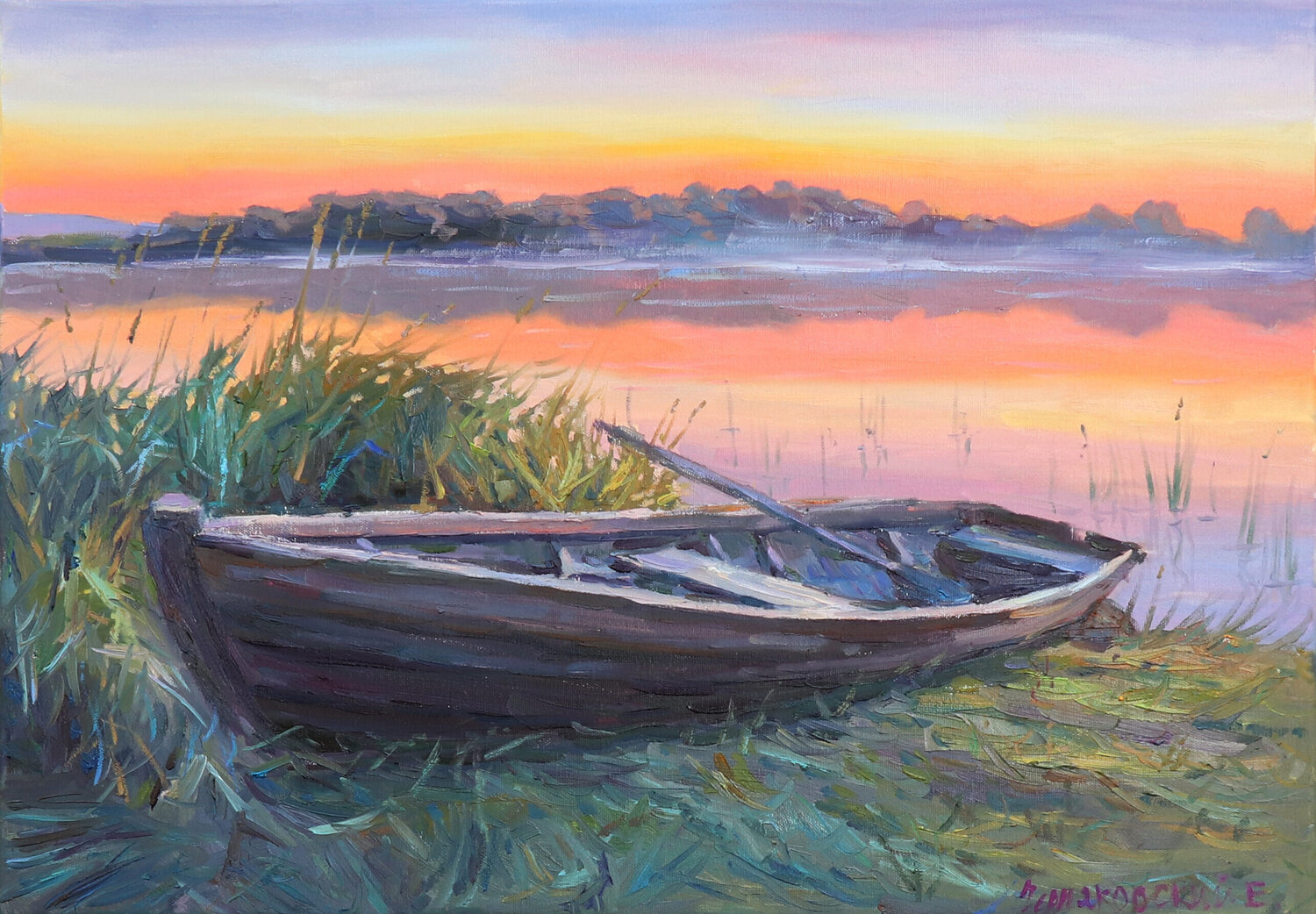 "Boat" Evgeny Chernyakovsky Original painting for sale