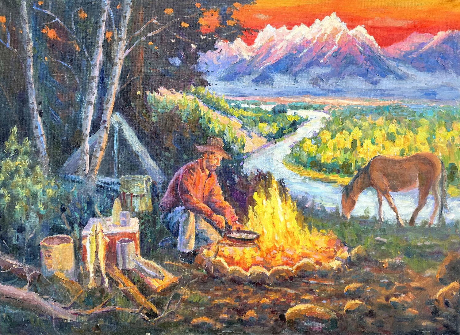 "In the mountains" Evgeny Chernyakovsky Dipinto originale in vendita