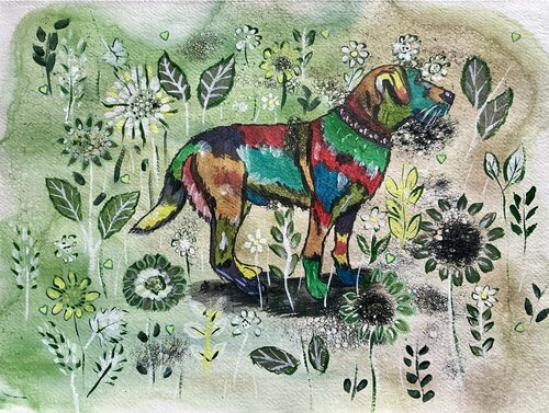 Toby in the Garden di Flora Alexander, Pittura in vendita su Singulart