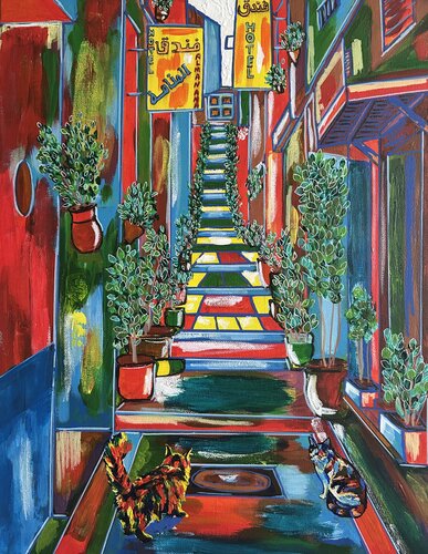 Alleyway of Tangier’s Old Town par Flora Alexander, Peinture en vente sur Singulart