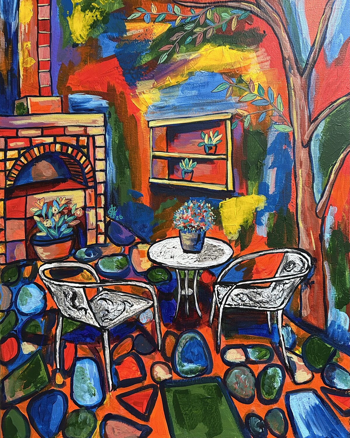 Kefalonia Holiday Garden Flora Alexander Peinture originale à vendre