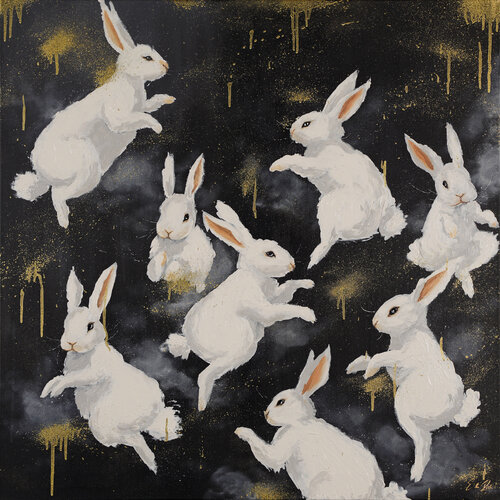 Celestial Bunnies di Ellie Rich, Pittura in vendita su Singulart