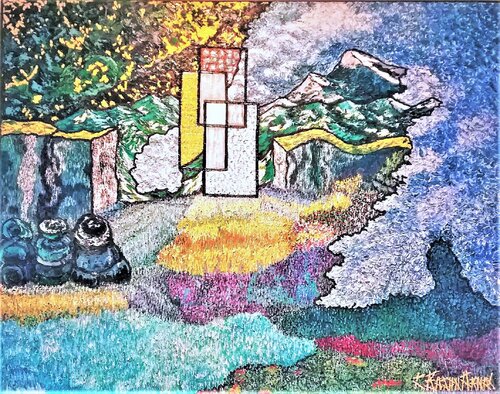 Le jardin au 3 portes de Christian Bajon-arnal, Pintura a la venta en Singulart