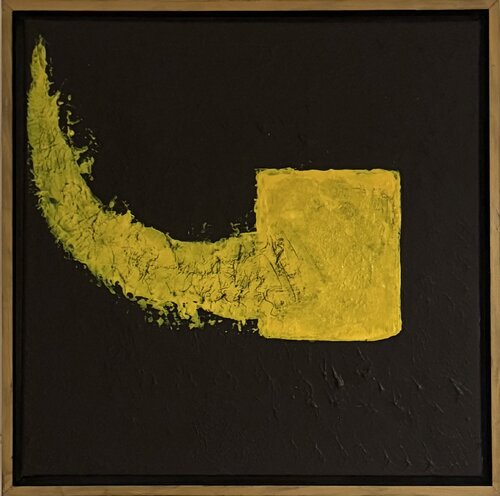 Resonance Field - Yellow Impact van Laura Buruiana, Schilderij te koop op Singulart