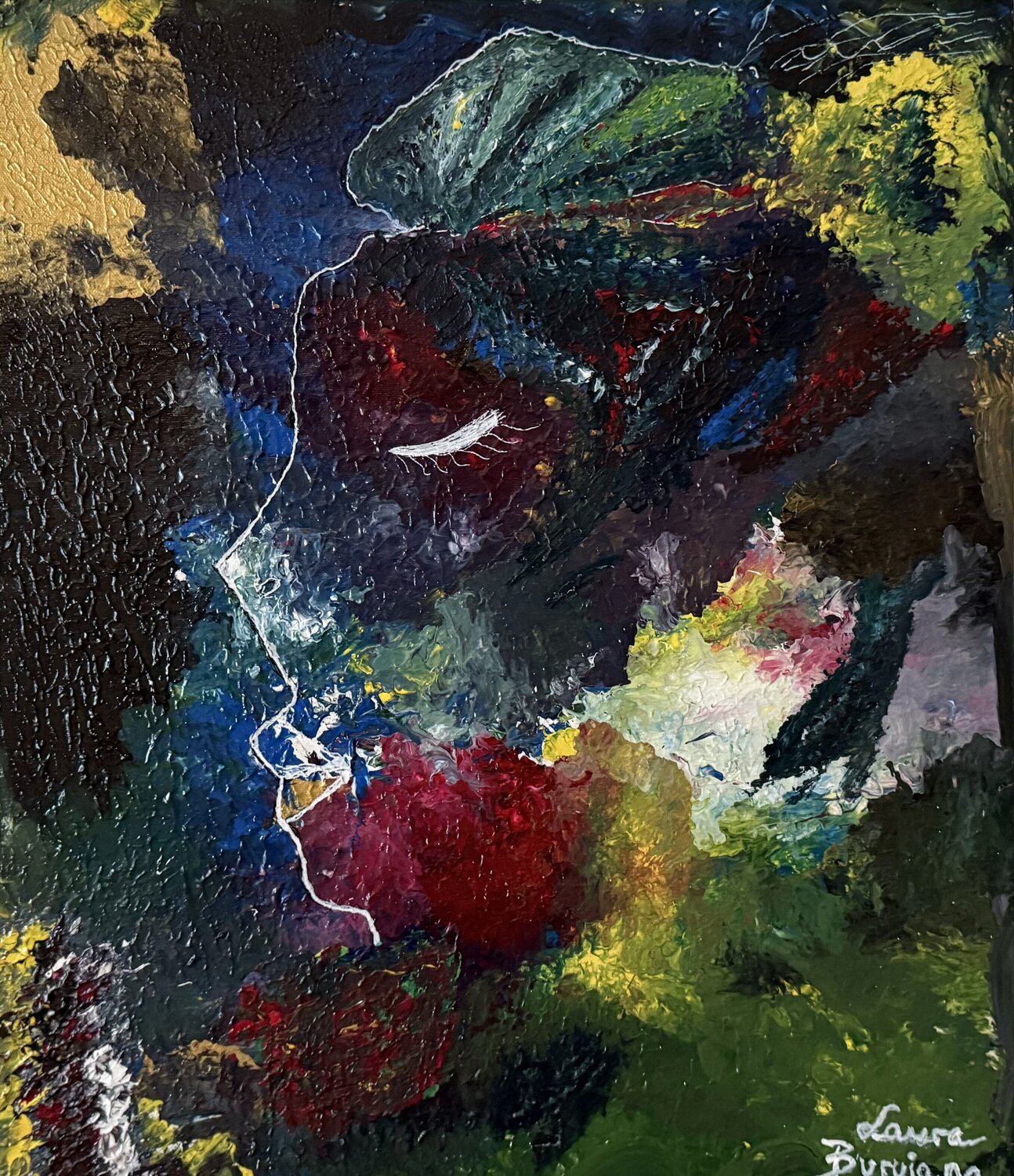 Woman in the Nebula Laura Buruiana Originalgemälde zu verkaufen