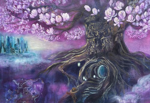 Fables of the Tree That Remembers (And the Hat Left Behind) van Irina Shishkova, Schilderij te koop op Singulart