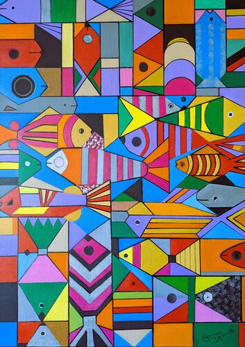 Aquarium by Myriam Djaouk, Painting for Sale on Singulart